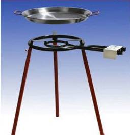 Hockerkocher-Set (groß) mit Paella Pfanne Stahl Ø 42 cm - mit Zündsicherung  - ALLGRILL